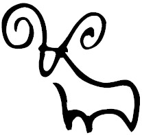 Illustration of a ram in black and white to represent the symbol for the sign Aries
