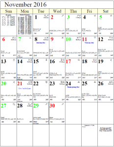 November 2016 Astrology Calendar