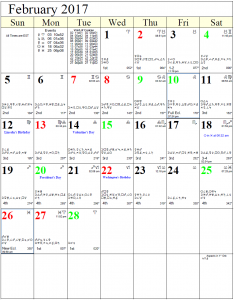 Astrology Calendar - February 2017