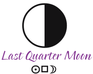 depiction of a last quarter moon as half white, half black circle