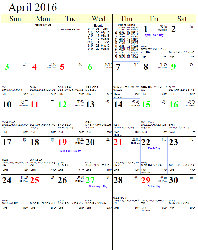 Monthly Astro Calendars Cafe Astrology