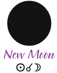 depiction of a new moon via a black circle