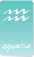 Aquarius glyph on a rectangular seafoam green card