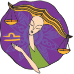 Libra symbol and woman with hair resembling scales