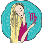 Virgo symbol and woman with long hair