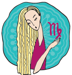 Virgo symbol and woman with long hair