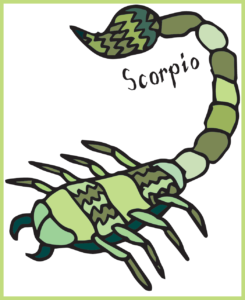 Scorpion in many different shades of green