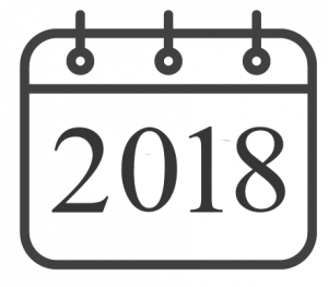 Calendar page with a large "2018" written on it