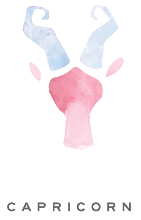 A painting with watercolors of a goat head to represent Capricon's symbol