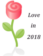"Love in 2018" on a rose illustration background