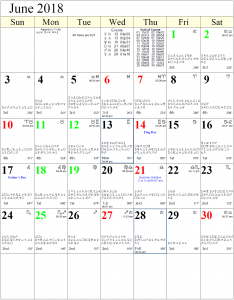June 2018 – Monthly Astrology Calendar
