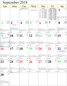September 2018 – Monthly Astrology Calendar