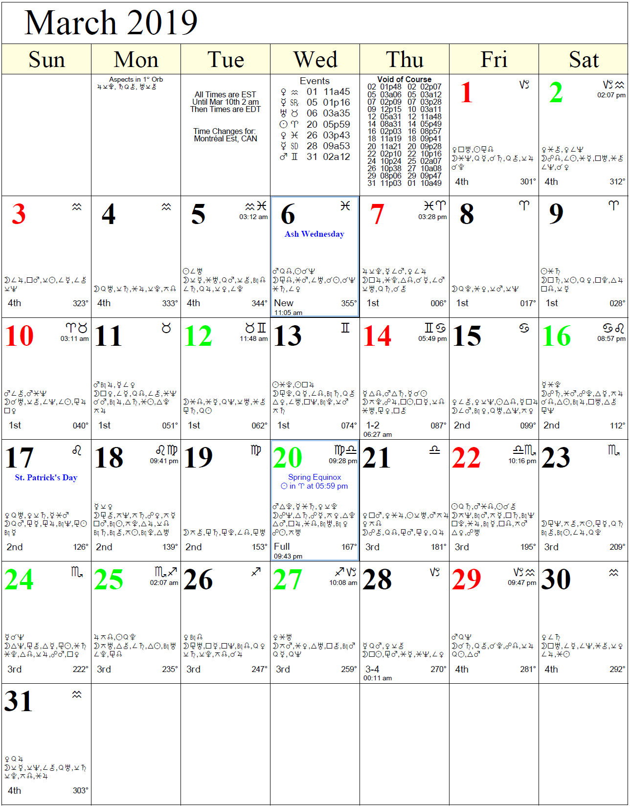 Monthly Astrology Calendars1288 x 1650