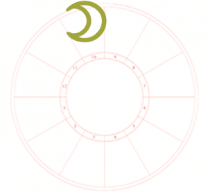 An oversized Moon symbol over the tenth house of an otherwise blank natal chart