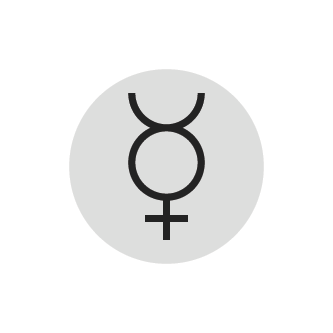 A Mercury symbol, representing Virgo's planetary ruler