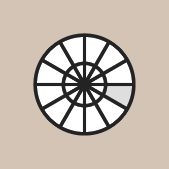 A chart wheel with only the sixth house highlighted in grey