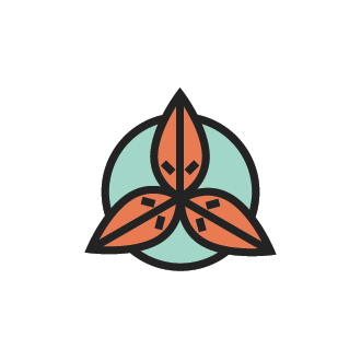 Illustration of an orange tiger lily on a mint blue circle background