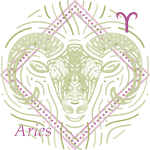 An illustration of a ram with an Aries glyph/symbol