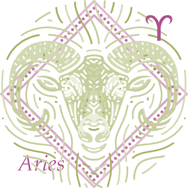 An illustration of a ram with an Aries glyph/symbol