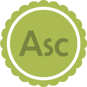 The shortened symbol for Ascendant, "Asc" on a green badge