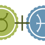 A green Taurus symbol (green representing the Earth element) alongside a blue Pisces symbol (blue representing the Water element).
