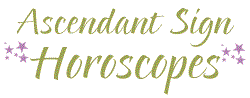 "Ascendant Sign Horoscopes" in handwriting script and decorated with purple stars