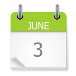 A daily calendar page, with June on a green background and 3 on a white page