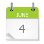 A daily calendar page, with June on a green background and 4 on a white page