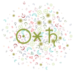 Symbols for the Sun, sextile aspect, and Saturn in the foreground on a background of random small astrology symbols