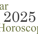 "Year 2025 Horoscope" text with purple stars around the words